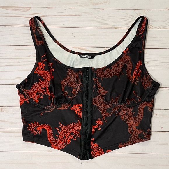 SHEIN DRAGON PRINT CROP TOP - Picture 2 of 2